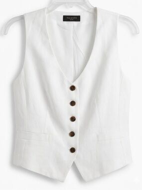 Talbots White Button-Front Vest